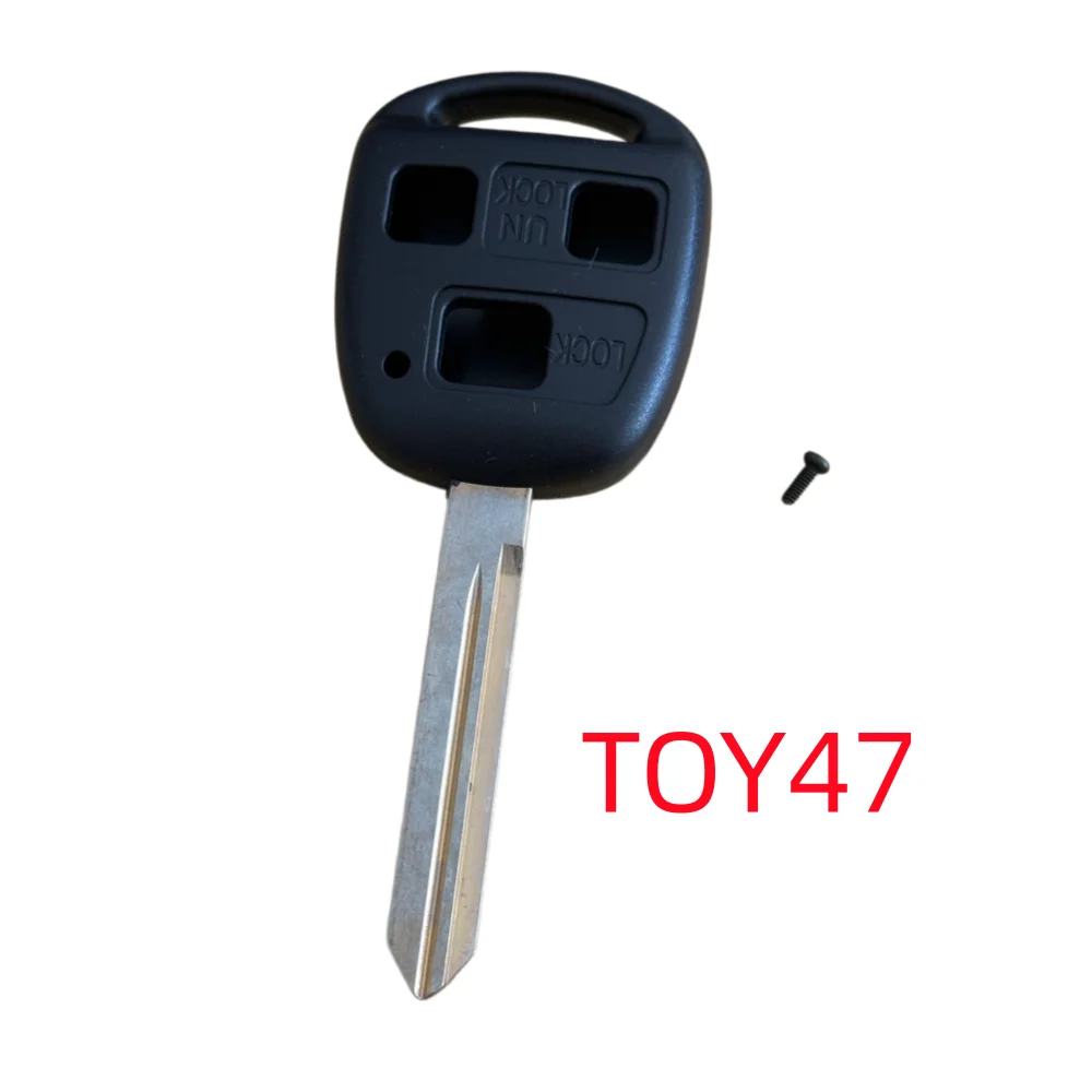 TOY47 Car Straight Remote Key Shell Casing 3 Buttons Replacement for Toyota Yaris with Uncut Key Blade TOY47