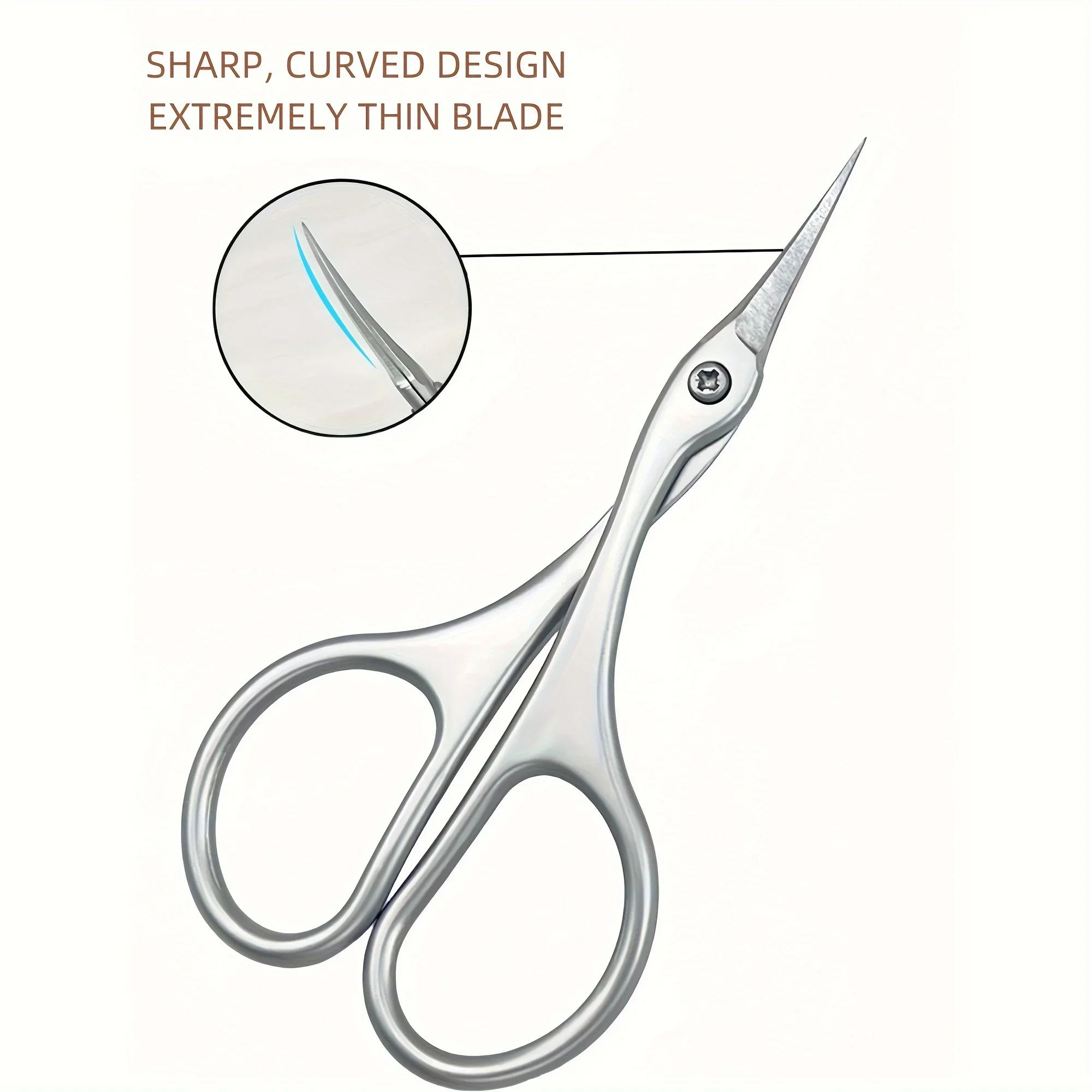 Ciseaux à cuticules en acier inoxydable, lame incurvée, petits ciseaux pour couper les ongles, sourcils, cils, peau sèche, 1 pièce