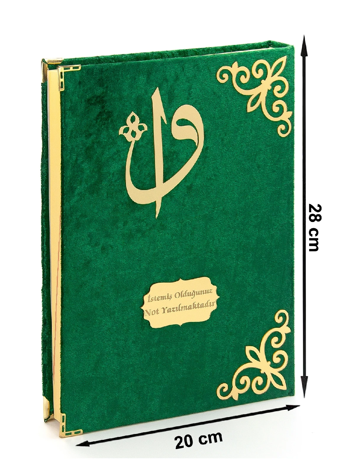 Gift Velvet Covered Name Special Plexi Pattern Arabic Lectern Sized Quran Green