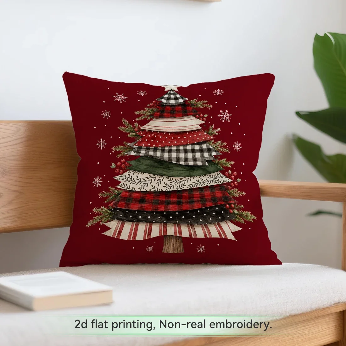 Red Black Checkered Reindeer Christmas Cushions Pillowcase Polyester Cushion Cover Throw Pillow Pillowcover Home Car Sofa Decor