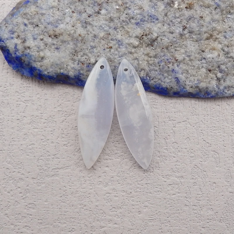 Semiprecious Stones Blue Lace Agate Earring Beads,Natural Stone Earrings Accessories For Women 29x9x3mm 2g