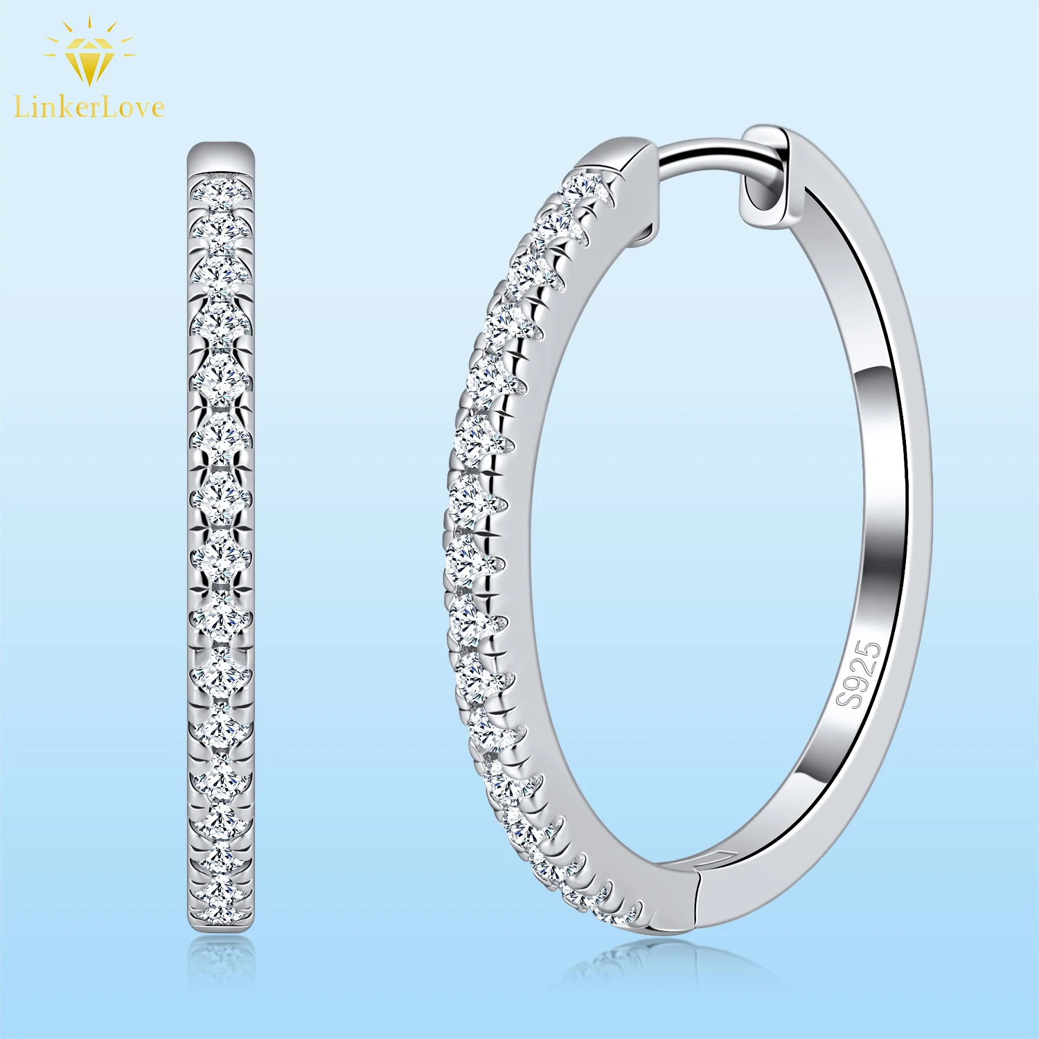

LinkerLove Moissanite Hoop Earrings S925 Sterling Silver Diamond Earrings 18K Gold Plated Trendy Jewelry for Bridal Wedding Gift