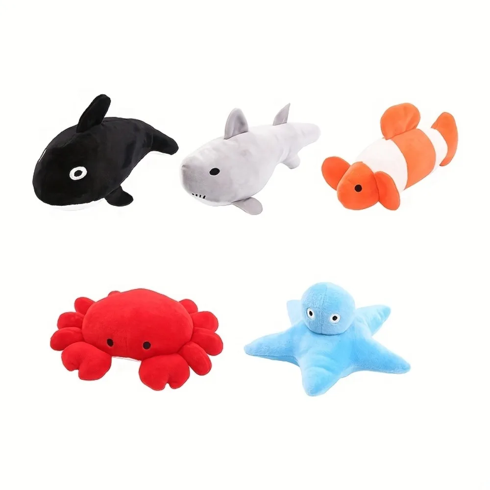 Ocean Series Plush Toys Stuffed Ocean Animal Plushies Doll for Baby Boys & Girls Durable & Interactive Chew Toys for Cats & Dogs