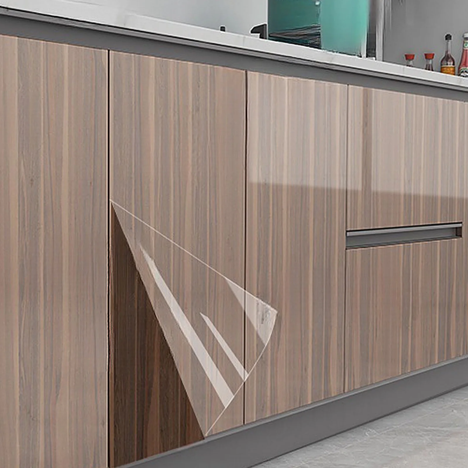 

1-рулонная прозрачная самоклеящаяся защитная пленка для шкафа, высокая прозрачность, прозрачная подкладка для кухонного шкафа, водостойкая пленка