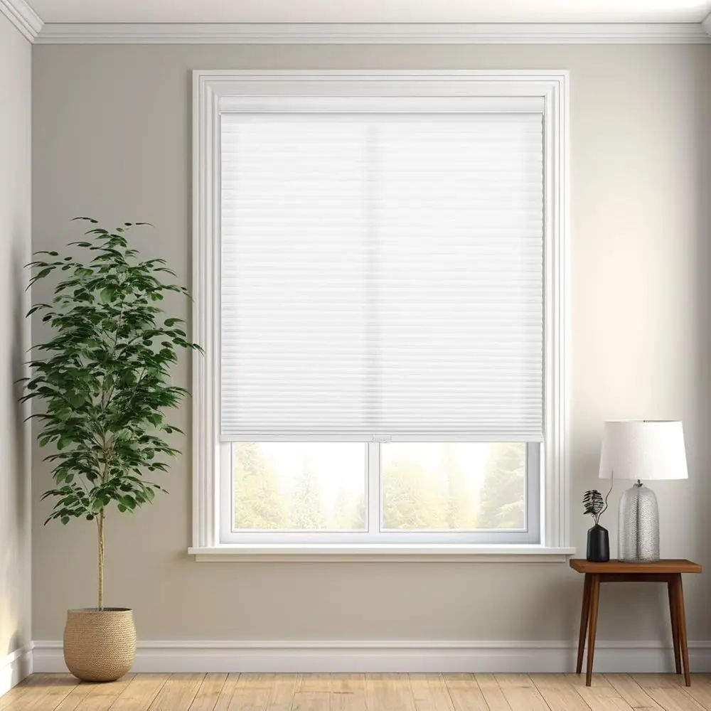 Wireless Honeycomb Cellular Shades, Light Filtering, Easy Install for Indoor Windows, 24x50, White