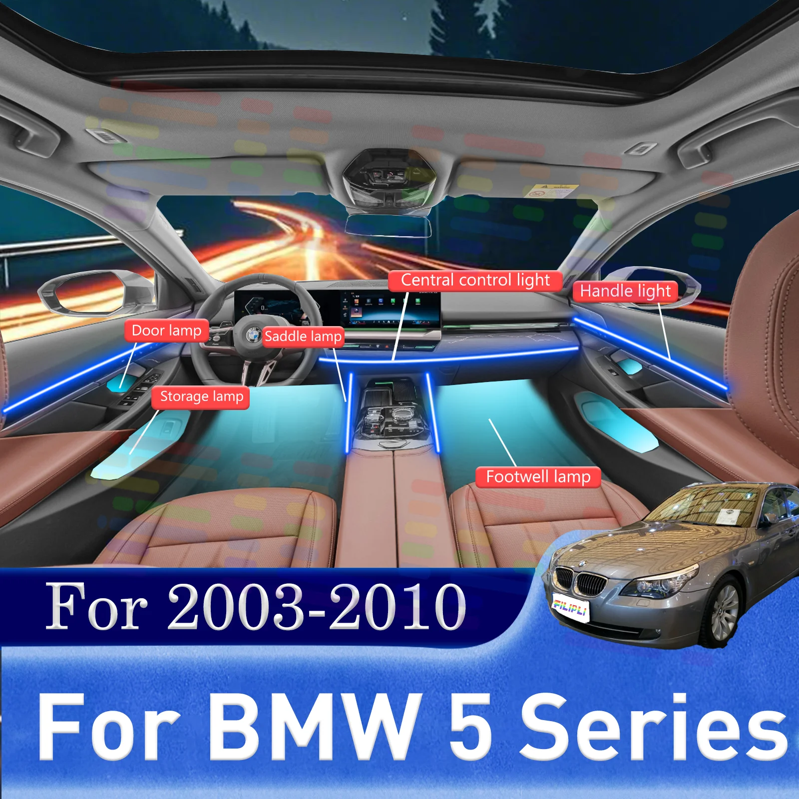 

Для BMW 5 серии E60 E61 подъемных рыночных приводов фермера со скрытыми светодиодными полосами для интерьера автомобиля