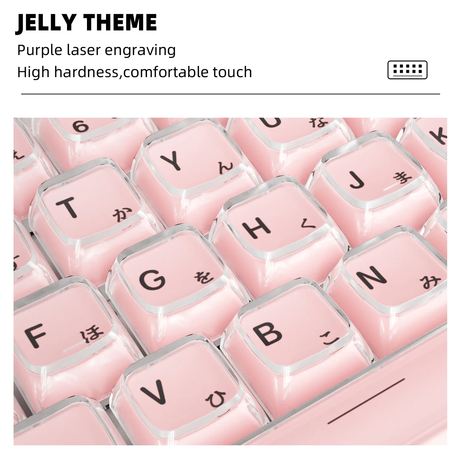 Japanese layout keycaps crystal jelly mechanical keyboard key cap 132 keys CBSA height for 61 68 75 84 87 89 96 98 100 104 + ISO view 5