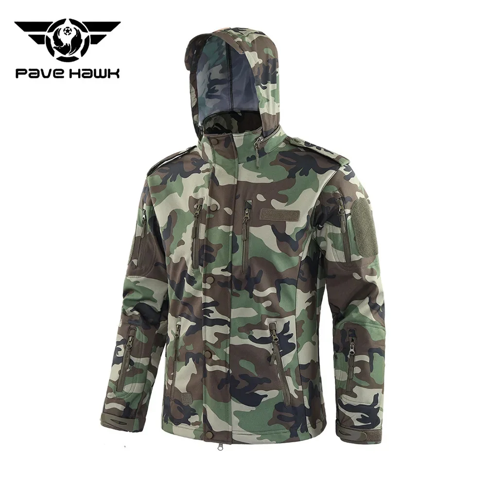 Soft Shell Camo Charge Jacket Men Outdoor Waterproof Climbing Hooded Coat Windproof Wear-resisting Fighting Hunting Jackets Male