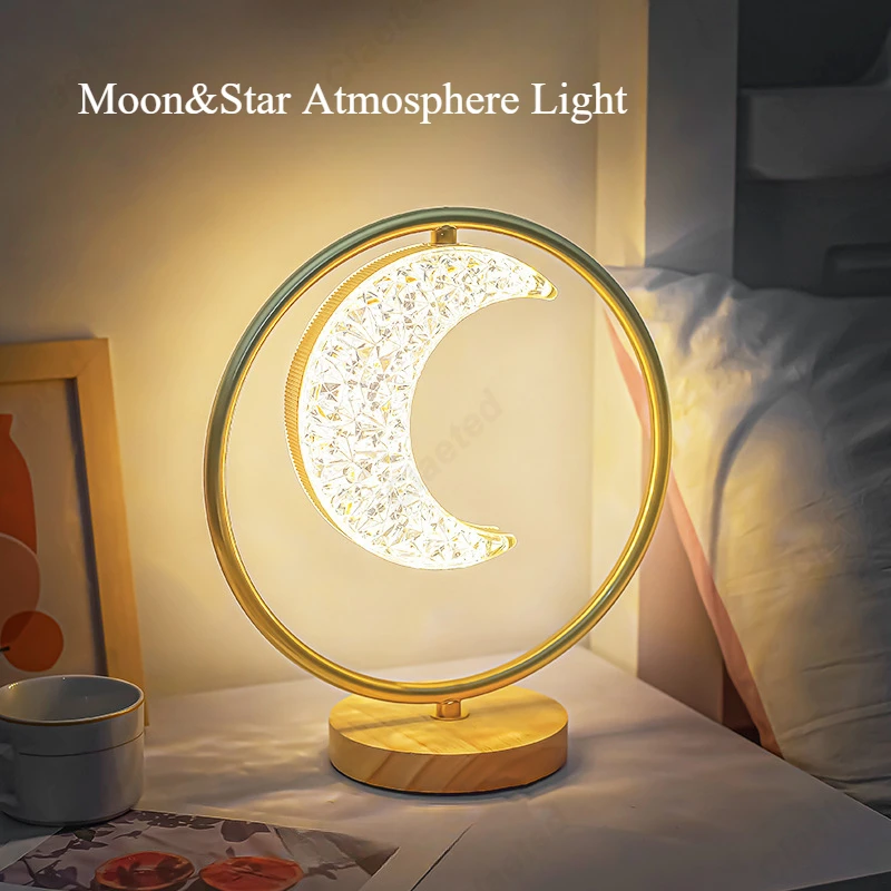 

Creative LED Moon and Star Nightlight Ornament for Bedroom Bedhead High End Decorative Atmosphere Lighting Fixtures