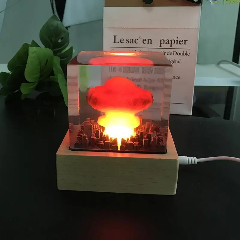 Nuclear Explosion Bomb Mushroom Cloud Lamp Atomic Explosion Night Lamp For Living Room Decor 3D Night Light Rechargeable Gift