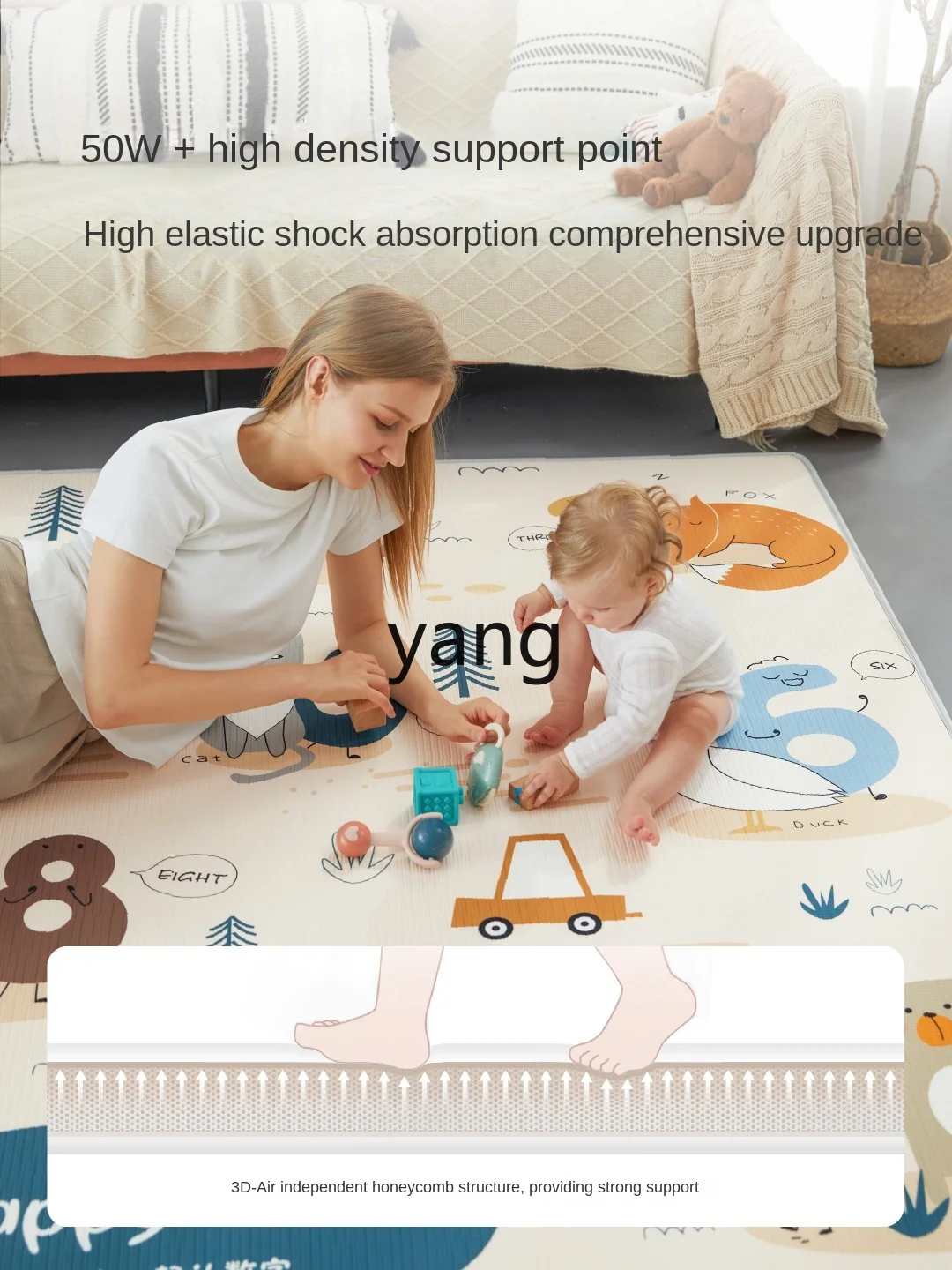 CX Gute Cotton for Baby Crawling Mat Cloth Surface Odorless Formaldehyde-Free Children Thickened Baby Home Climbing Pad