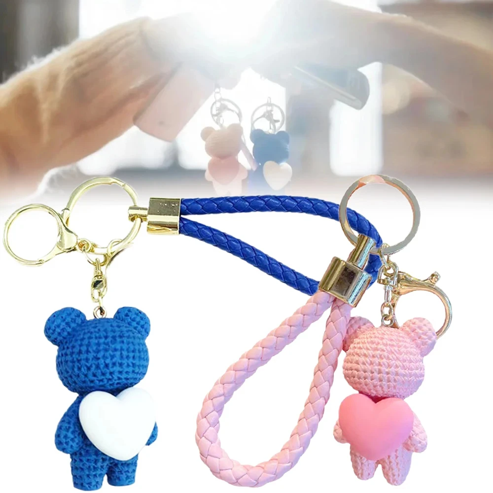 TV Lovely Runner Cosplay Unisex Little Bear Bag Pendant Keyring Blue Pink Couple Keychain Props Jewelry Acccessories Xmas Gifts