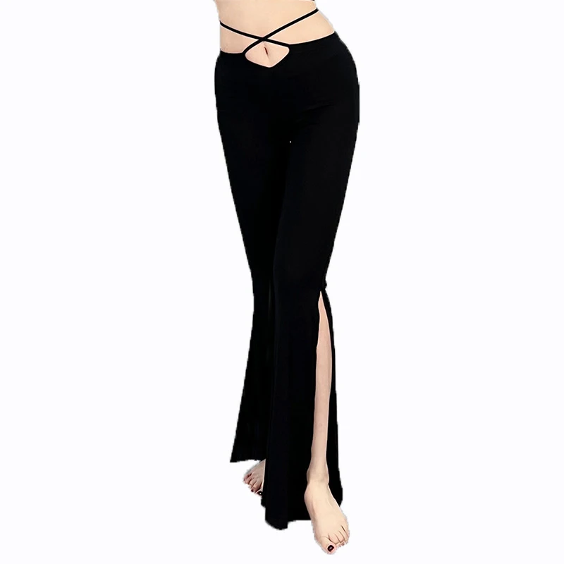 New Women\'s Belly Dance Modal Split Side Pulling Pants Professional Oriental Dance Clothes Female Spanish Costume Adult Black