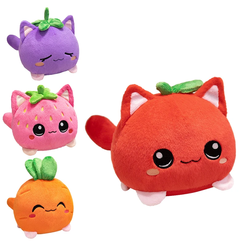 Süße schöne Erdbeere Kätzchen Ball Plüschtiere weiche rosa Cartoon große Augen Katze Puppe Kawaii Taschen hängen Spielzeug lustige Desktop-Dekor
