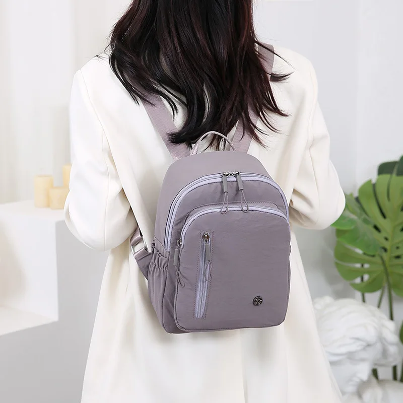 Solid Color Nylon Backpack, Lightweight Travel School Bag, Fashion Daypack For Work,Travel Bag Can Be Hung In Luggage