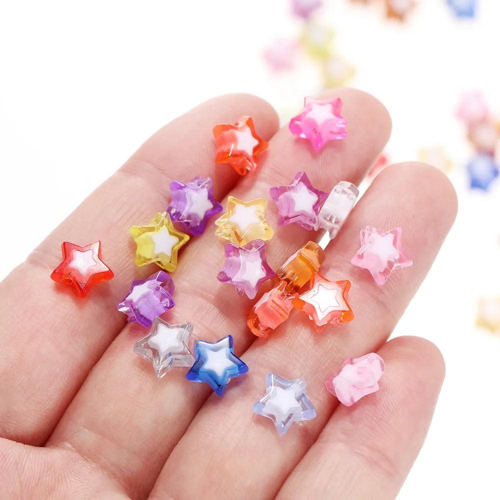 30Pcs New Acrylic Pentagram Bead Double Color Bead Loose Bead Handmade DIY Mobile Phone Chain Accessories Wholesale Wholesale