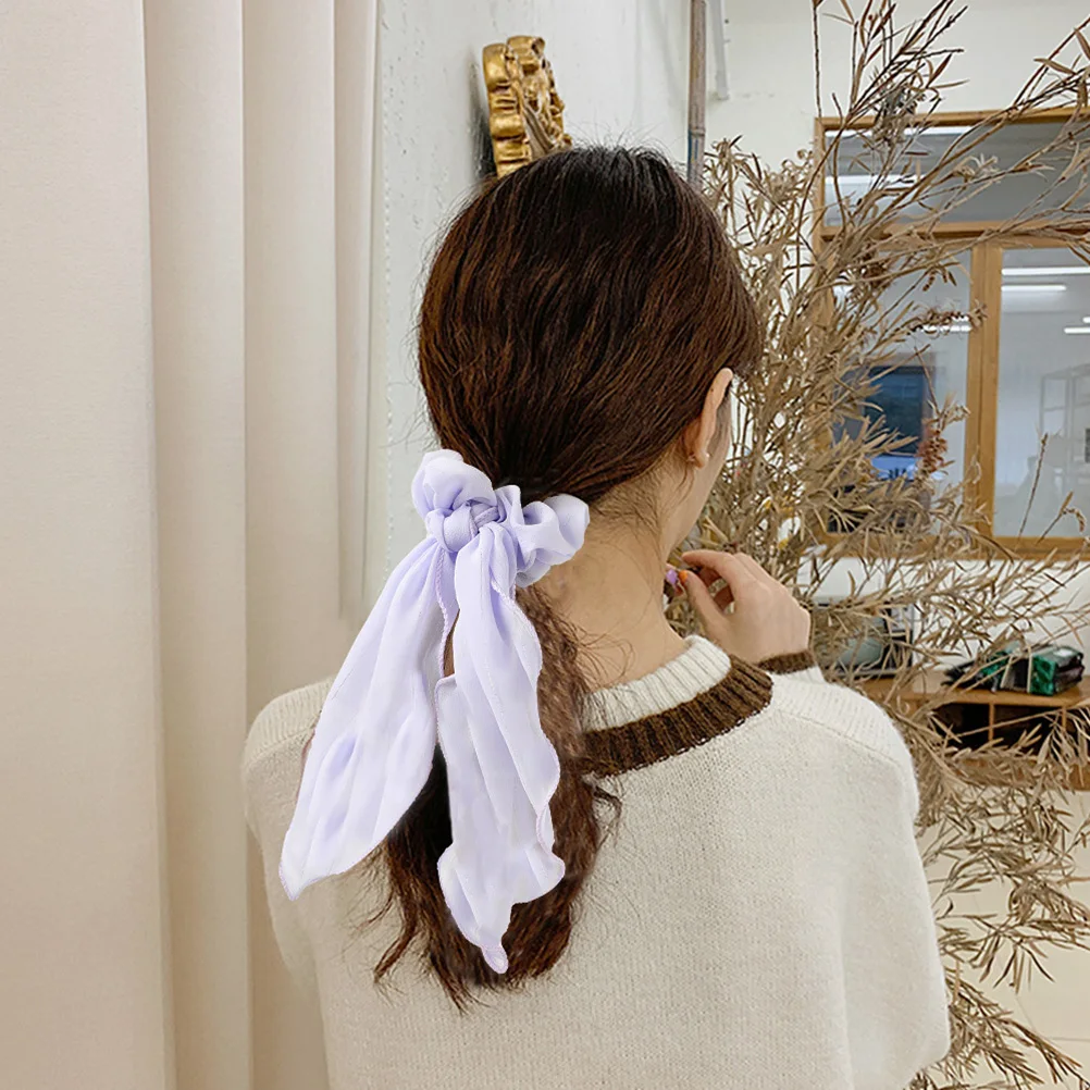 

8pcs Bowknot Hair Band Scrunchies Elastic Woman Ponytail Holder Ribbon Hair Ropes Stretchy Durable Costumes Stage