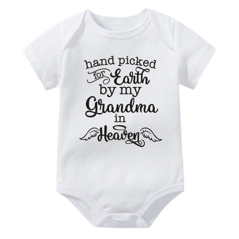 Cotton Baby Bodysuits Newborn Jumpsuit Hand Picked For Earth By My Grandma/Grandpa In Heaven Short Sleeve Summer Baby Outfits