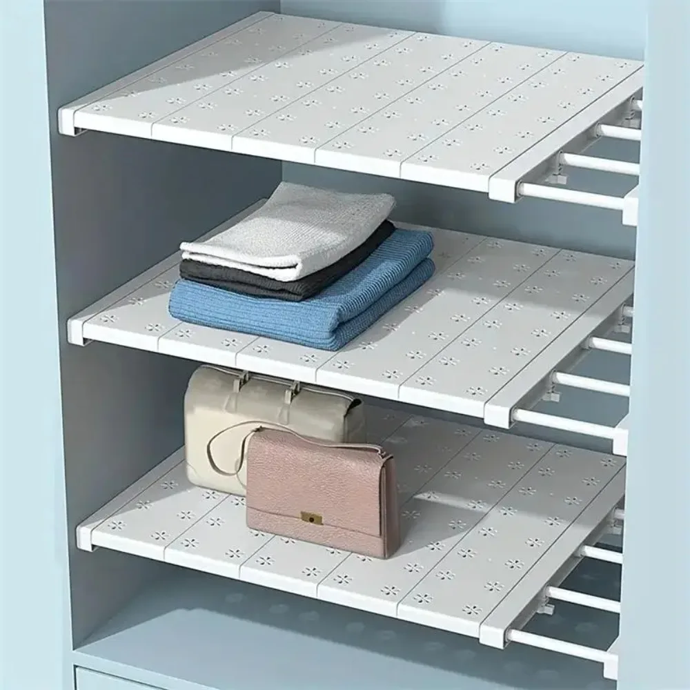 

White Expandable Divider Punch-free Retractable Layers Board for Wardrobe Storage Kitchen and Bathroom Shelf Dormitory Dividers