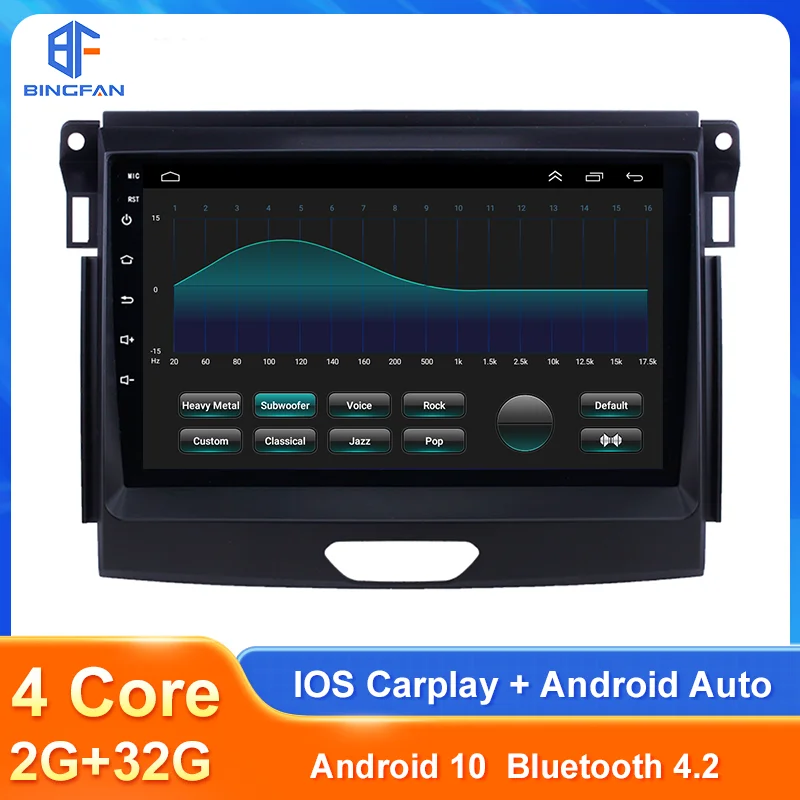 

Bingfan 9 inch Quad Core 2G Ram Car Player EQ Android Car radio For Ford Ranger 2015-2017 with Wireless Carplay Android Auto