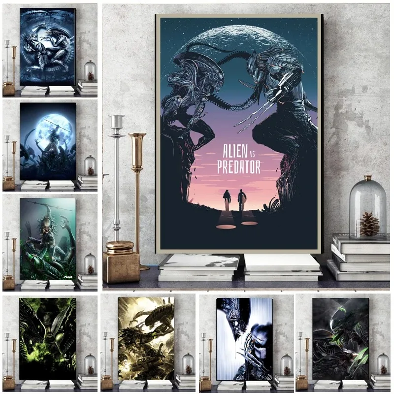 Vintage Alien vs Predator Classic Horror Movie HD Posters And Prints Canvas Painting Wall Picture Art For Living Home Room Decor