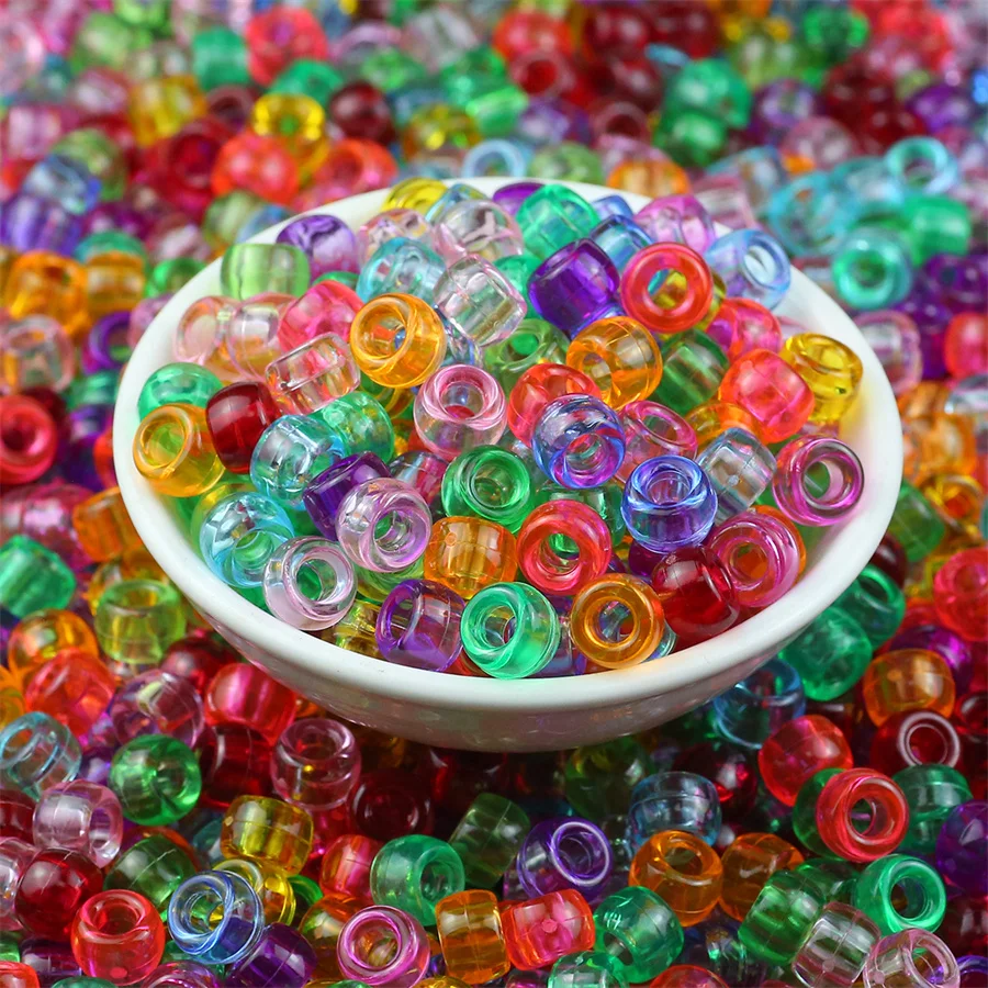 100-400 sztuk 6*9mm kolorowe przezroczyste duże otwory kucyk koraliki do tworzenia biżuterii Diy włosy brudne warkocze bransoletka naszyjnik hurtownia — zdjęcie 4