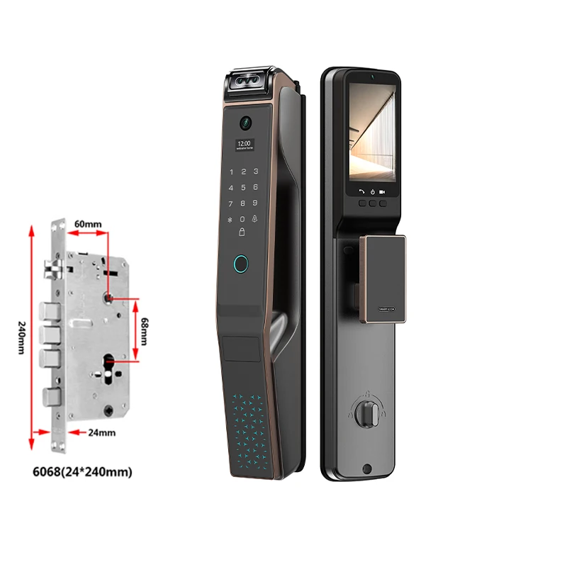 Facial Recognition Smart Door Lock Palm Print Fingerprint Password Automatic Card Wireless Wooden Door Locks