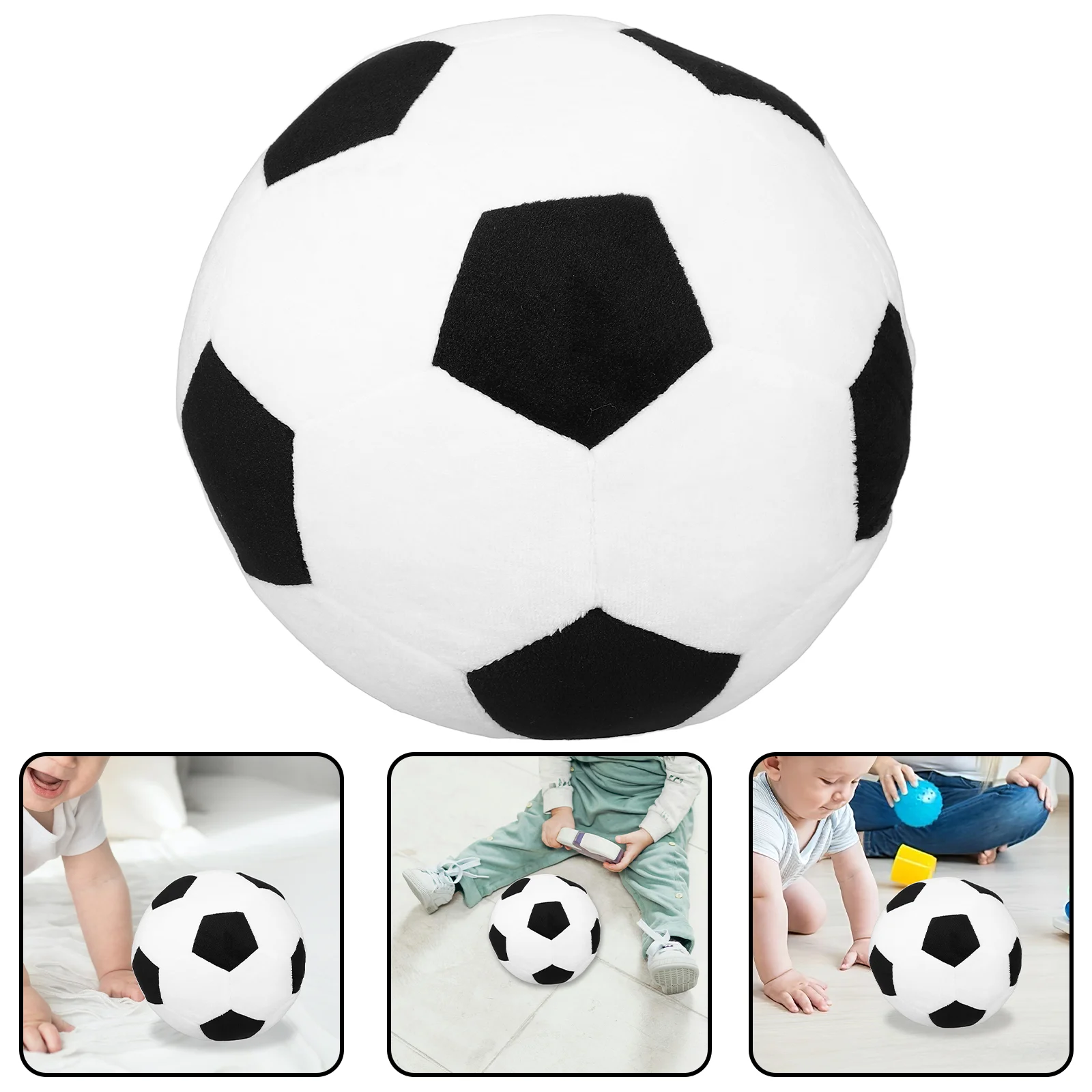 

Soccer Dog Toy Plush Ball Throw Pillow Football Toys Supplies Small Waist Pad Black Child