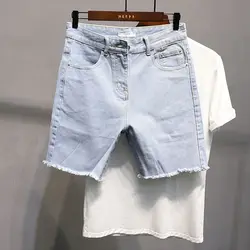 Korean Fashion Washed Men's Summer Casual Solid Jeans Shorts Cowboy Korean Style Denim Short Pants Streetwear Cotton Trousers