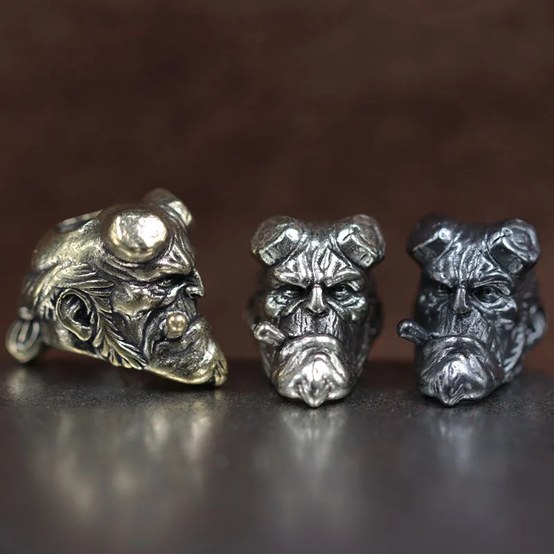 Demon Skull Head Brass Knife Bead EDC DIY Paracord Woven Bracelets Lanyard Pendant Accessories Outdoor Tool Hangings Charms