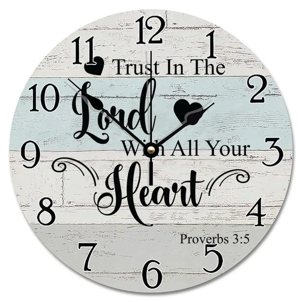 

Trust In The Lord With All Your Heart Bible Verse Wall Clo - Religious Quote Art Wooden Christian Inspirational Saying - Rustic