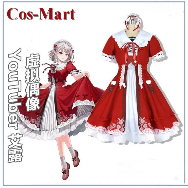 Cos-Mart-disfraz de Anime de YouTuber Elu, uniforme rojo encantador, vestido femenino, ropa de actividad para fiesta, juego de rol, nuevo