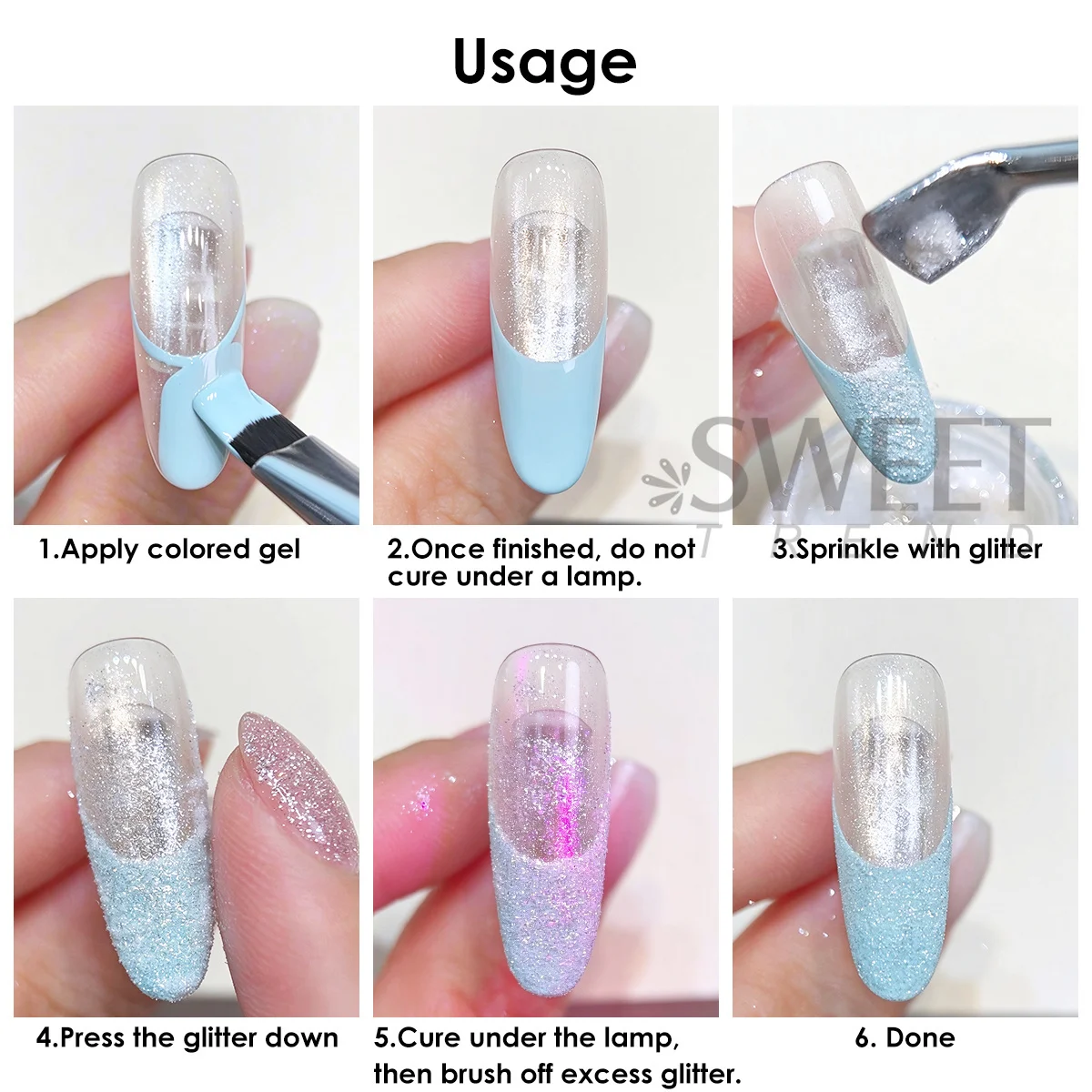 2pcs Reflective Sugar Crushed Rhinestone Nail Glitter Shimmer White Silver Starlight Sparkly Fine Powder DIY Charm Manicure Dust