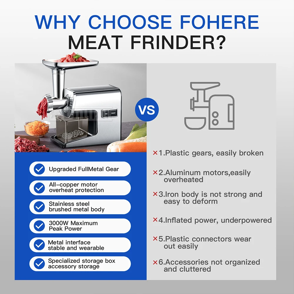 مفرمة لحم كهربائية جديدة 2025 ماكينة حشو السجق 220 فولت منتج أغذية من الفولاذ المقاوم للصدأ تجاري