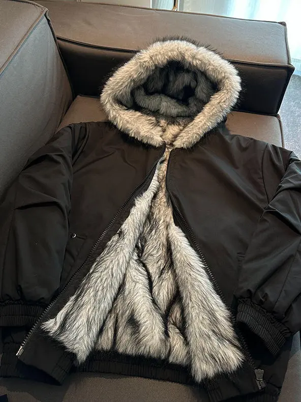 

Утепленная хлопковая куртка с меховым воротником и капюшоном для пар, зимняя теплая верхняя одежда, молодежная повседневная модная куртка из полиэстера с длинными рукавами