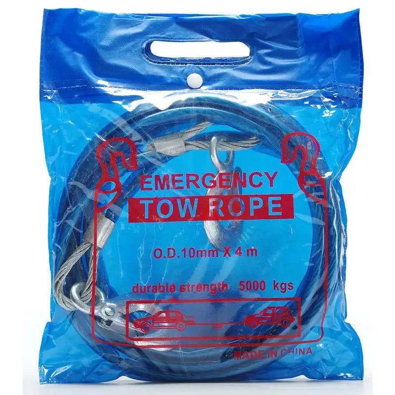 5 Meters 7 Tons Steel Wire Tow Rope For Cars Emergency Traction Off-Road Vehicle Towing Strap Strong Durable Tow Line