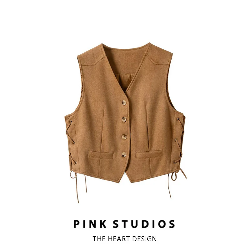 

Vests Waistcoats Thin Womens Quilted Spring Cashmere Patchwork Laces Minimalism Gentle Cleanfit Comfortable Simplicity Lined Y2K