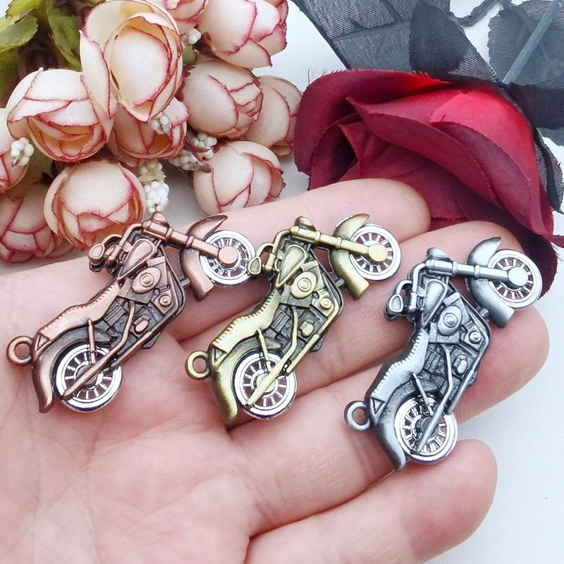 2Pcs Fashion Hip Hop Simulation 3D Motorcycle DIY High end Trendy Cool Street Jewelry Pendant Fashionable and Elegant