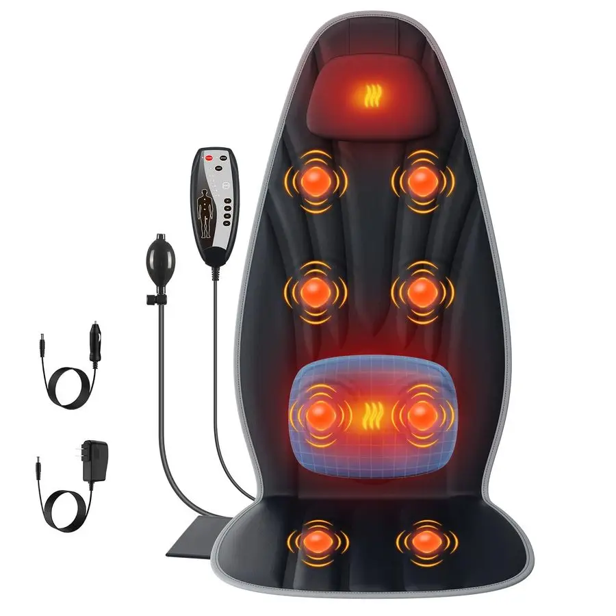 

Массажер для спины с подогревом, массажер для всего тела с 8 вибромоторами и 2 уровнями нагрева, массажная накладка на кресло с поддержкой поясницы