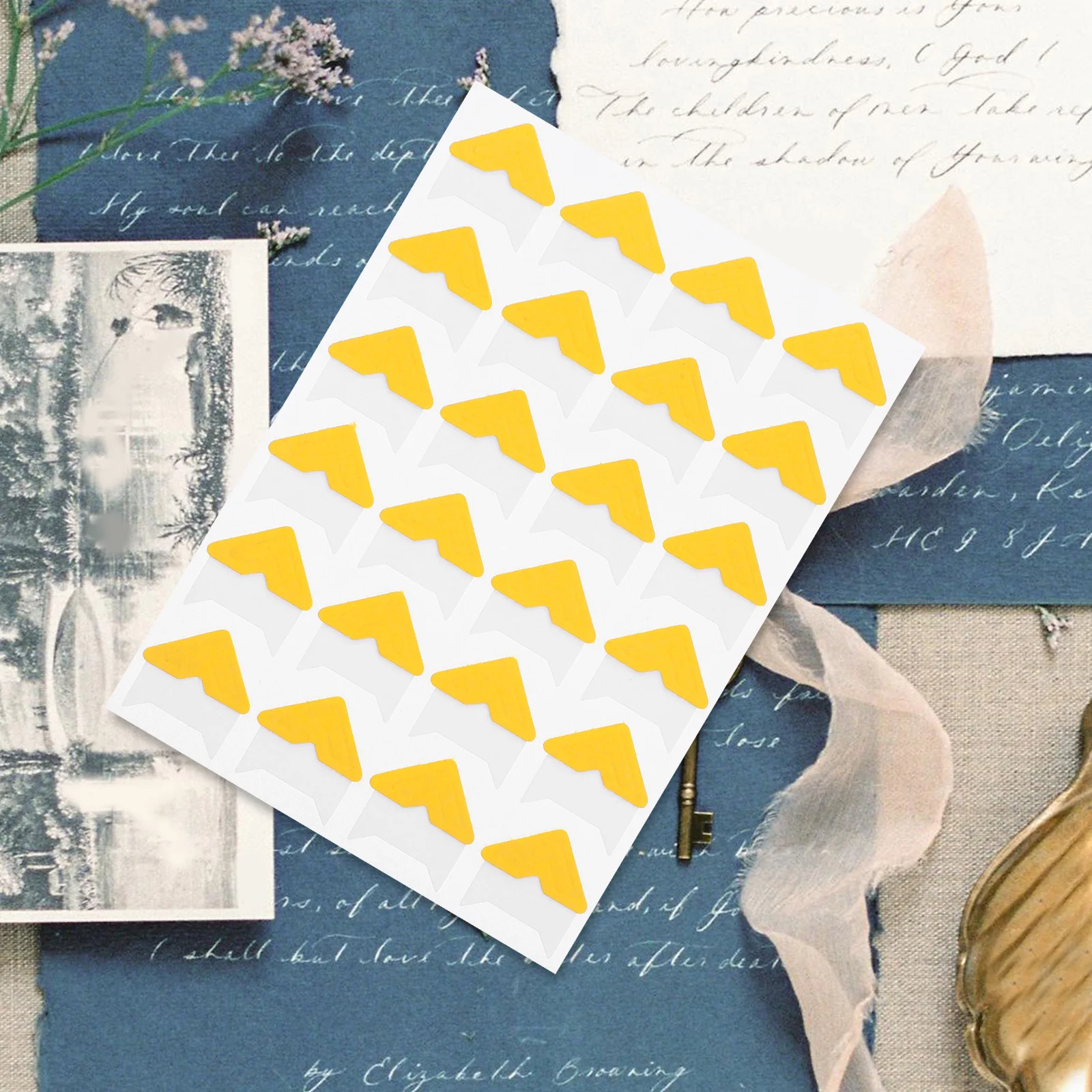 

10 Sheets Gold Foil Embellished Corner Stickers for Scrapbooks Self Adhesive Photo Corners for Crafting Memory Book DIY Album