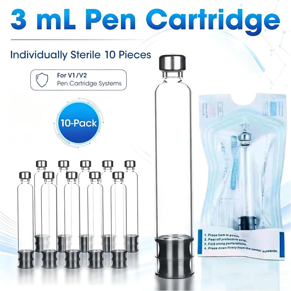 10-50 Pack 3ml Peptide Insulin Pen Cartridge, 3cc Cartridges Compatible with Reusable Injection V1 & V2 Pens, Individually Pack