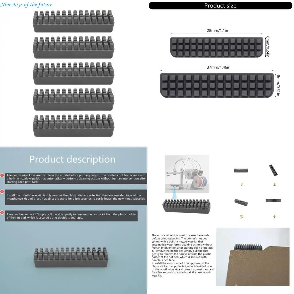 

5pcs Силиконовая щетка -принтер очиститель инструмента Wiper Silicone Crush Spula E65A