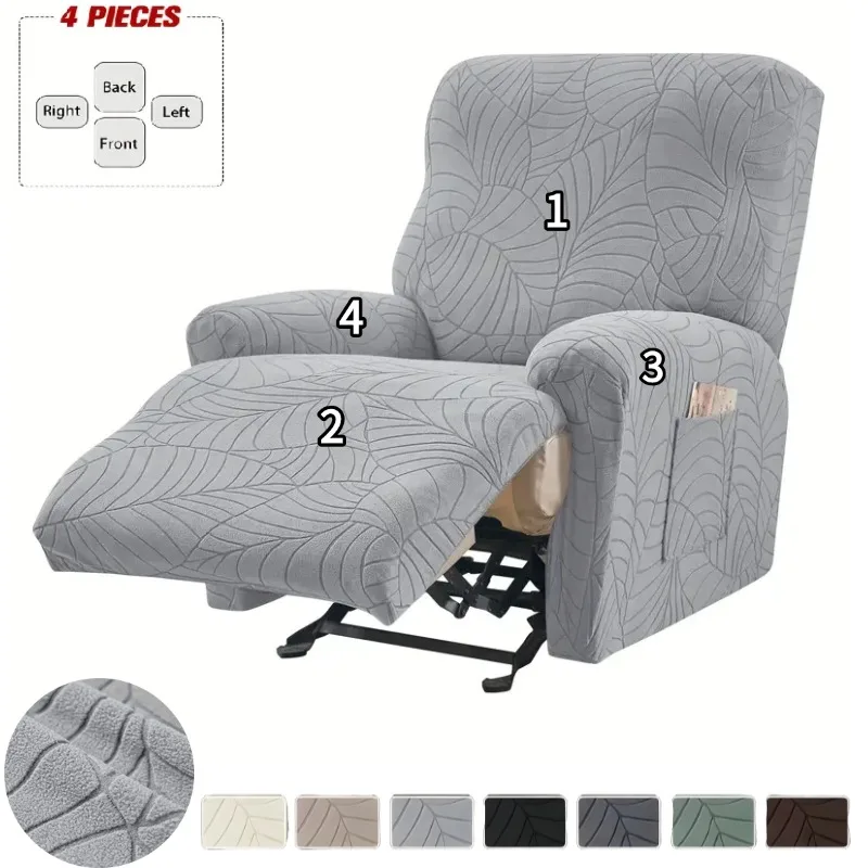 

4pcs/set Nordic Recliner Sofa Cover 1seater Jacquard Anti-slip Armchair Slipcover Relax Home Single Couch Covers for Living Room