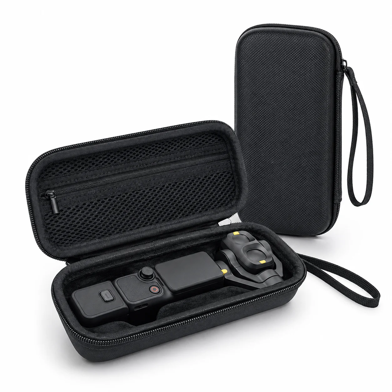PU Protective Carrying Case for Pocket 4 Pro Camera, Storage Bag with Mesh Pocket Wrist Strap Shockproof Travel Organizer Holder