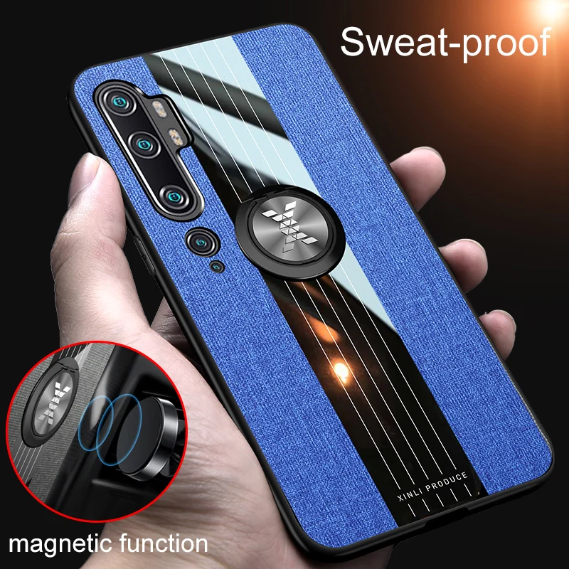 luxury Cloth Shockproof Cover For Xiaomi Note 10 Pro Note 10 For Mi Note 10 Lite Silicone bumper ventilate Fabric Phone Case