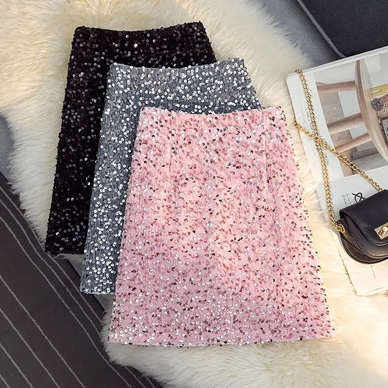 

Модный дизайн, расшитая блестками юбка для женщин, весна-лето 202, неэкспозиционная юбка трапециевидной формы с высокой талией для похудения на бедрах