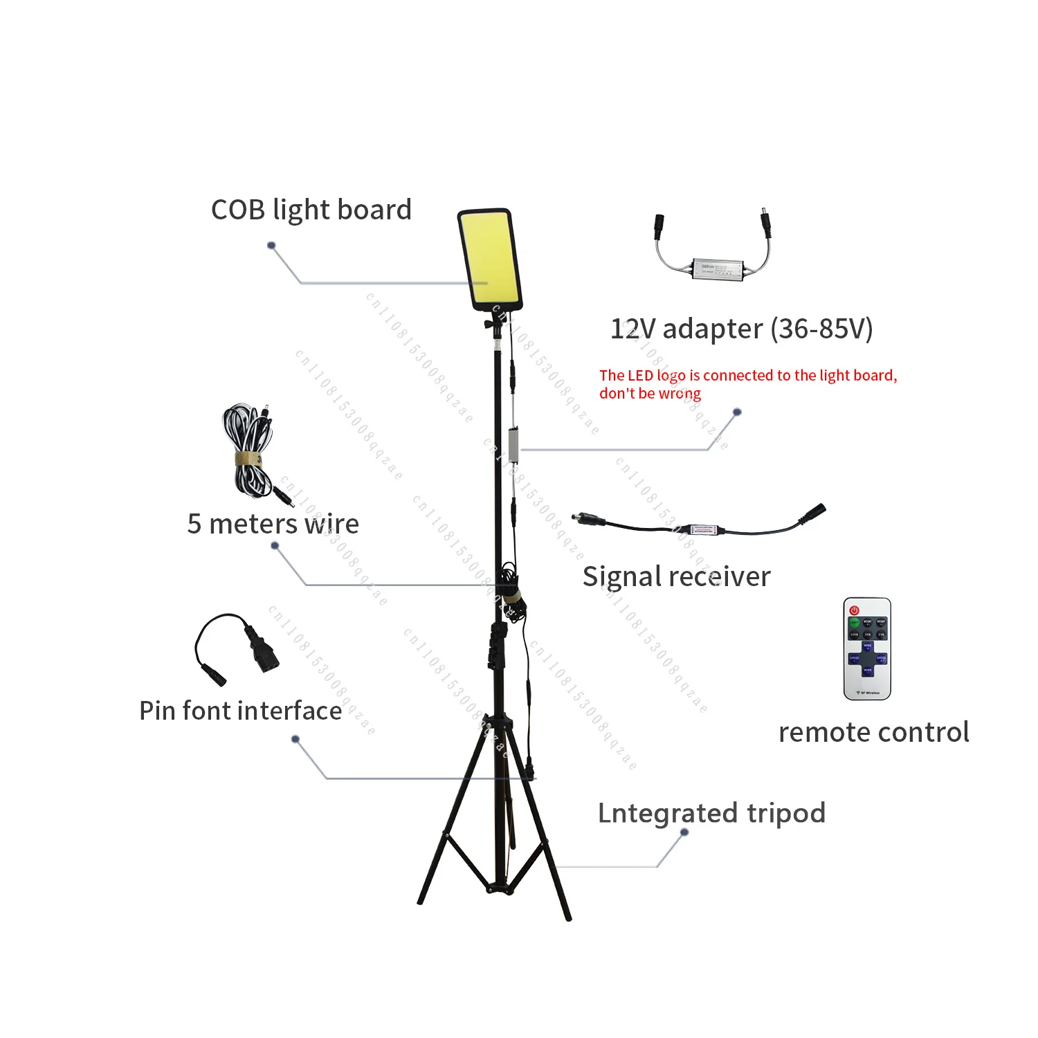 12V Warm White Camping Light Weight Camping Tent Camping Light Telescopic and Collapsible Night Light 47W
