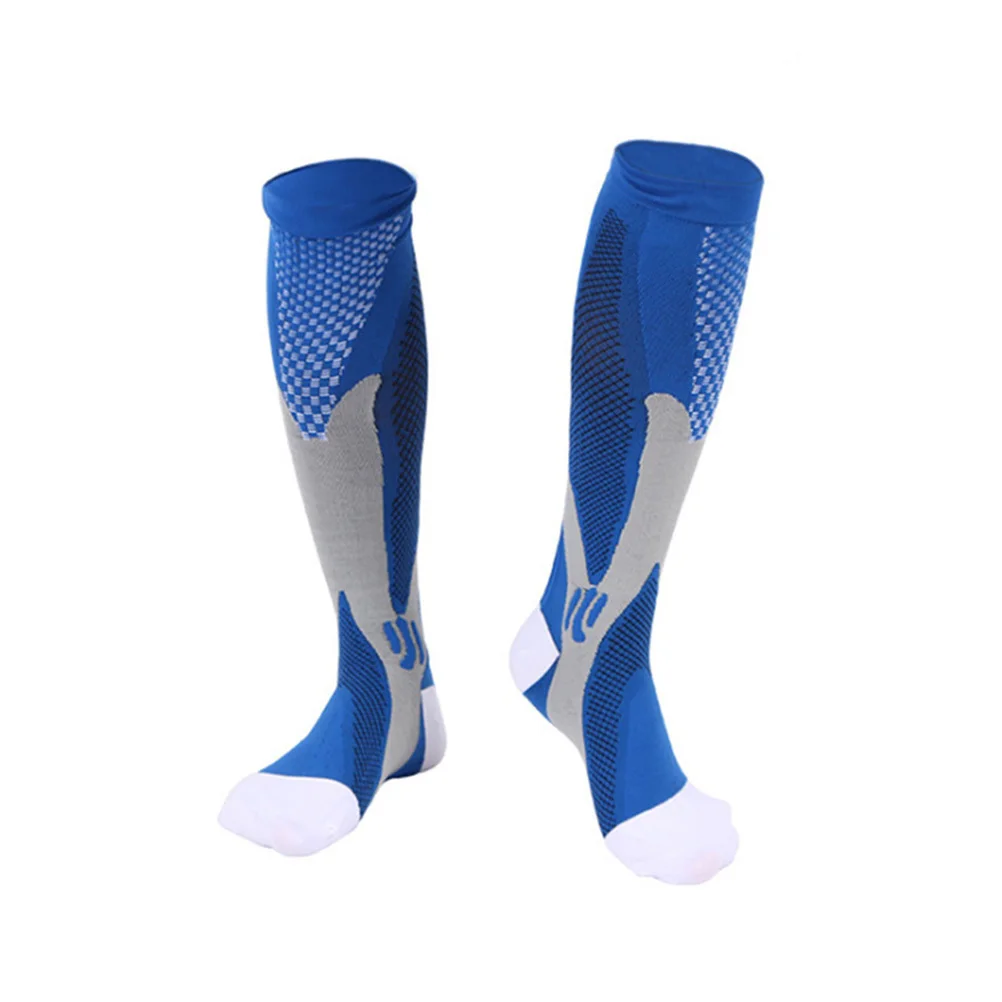 2Pairs Long Tube Compression Socks Knee High Nylon Elastic Sports Running Socks for Men Women Relieve Calf Muscle Fatigue
