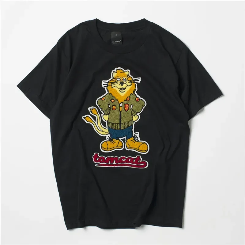 

2026 vintage short sleeve streetwear harajuku clothes hip hop tee 100% cotton t shirt anime black men