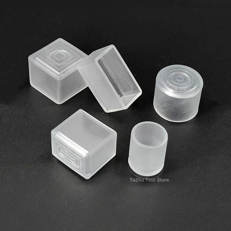 Transparent End Cap Chair Leg Caps PVC Rubber Blanking Stopper Cover Square/Round Floor Non Slip Protective Cover